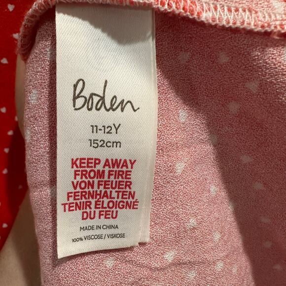 Boden Dress Red Pink Heart Drop Waist 100% Viscose Size 11-12Y 152cm - Picture 5 of 5